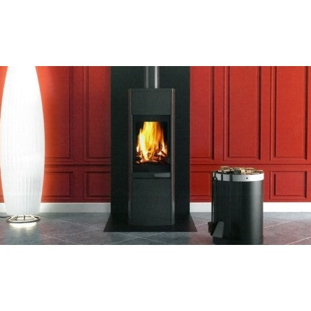 MAGNUM rangement à bois et serviteur de cheminée 2 en 1 Noir et Blanc